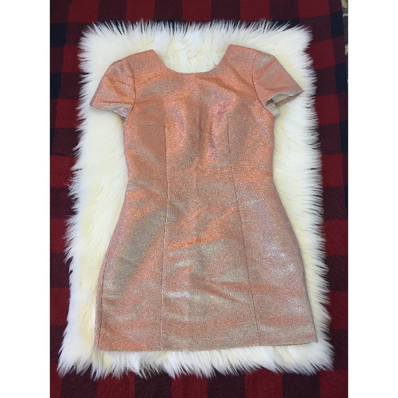 Express Dresses & Skirts - Express Rose Gold Metallic Mini Sheath Dress